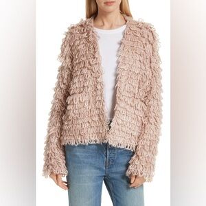The Great. Monster loop knit yarn cardigan sweater jacket shaggy neutral pink